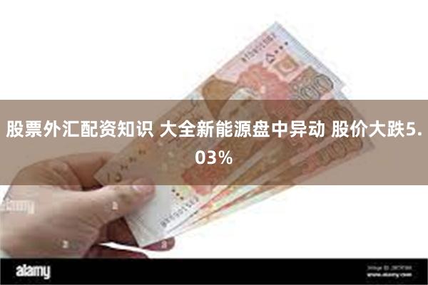 股票外汇配资知识 大全新能源盘中异动 股价大跌5.03%