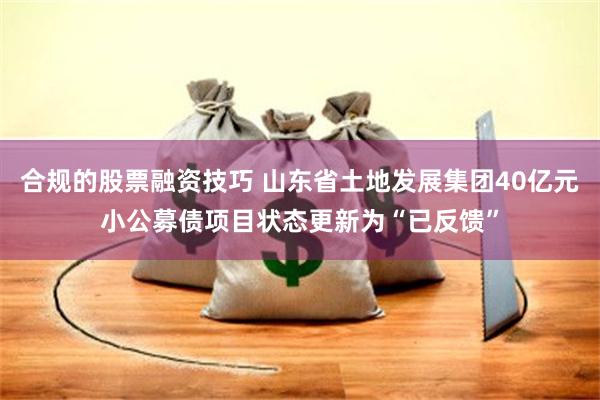 合规的股票融资技巧 山东省土地发展集团40亿元小公募债项目状态更新为“已反馈”