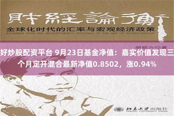 好炒股配资平台 9月23日基金净值：嘉实价值发现三个月定开混合最新净值0.8502，涨0.94%