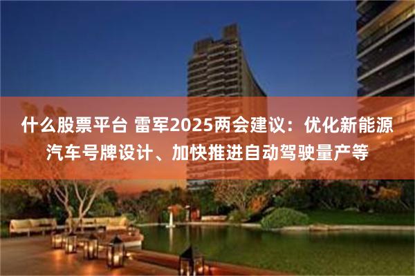 什么股票平台 雷军2025两会建议：优化新能源汽车号牌设计、加快推进自动驾驶量产等