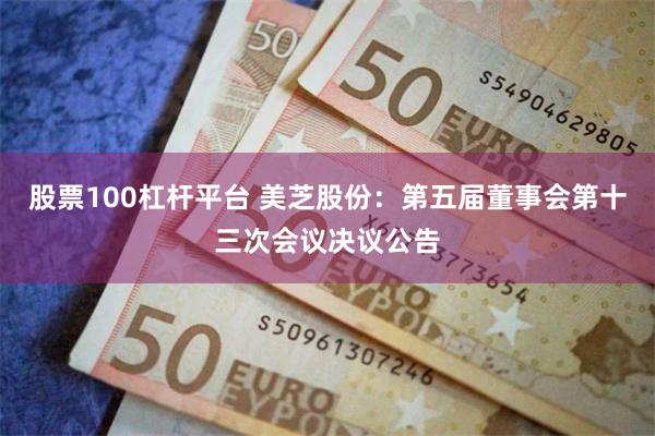 股票100杠杆平台 美芝股份：第五届董事会第十三次会议决议公告