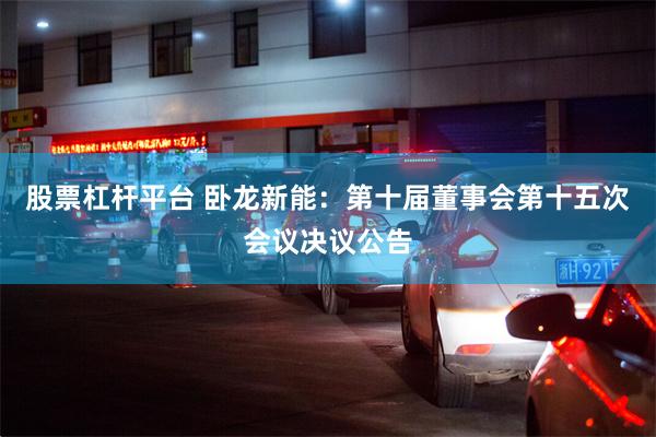 股票杠杆平台 卧龙新能：第十届董事会第十五次会议决议公告