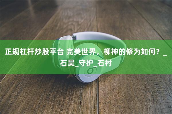 正规杠杆炒股平台 完美世界，柳神的修为如何？_石昊_守护_石村